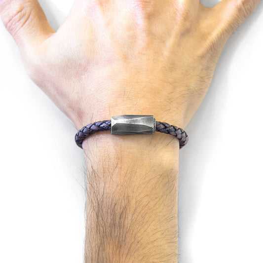 Indigo Blue Hayling Silver and Braided Leather Bracelet