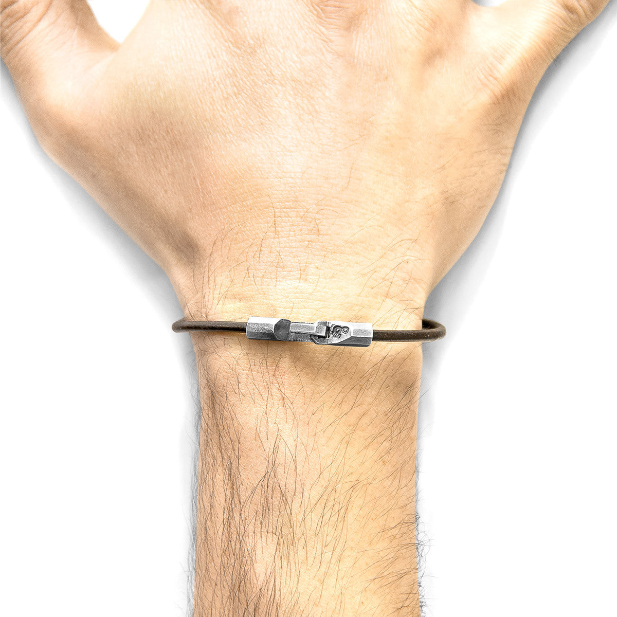 Mocha Brown Talbot Silver and Round Leather Bracelet