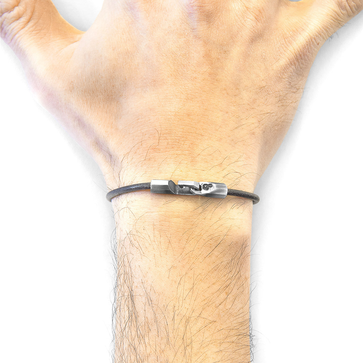 Shadow Grey Talbot Silver and Round Leather Bracelet