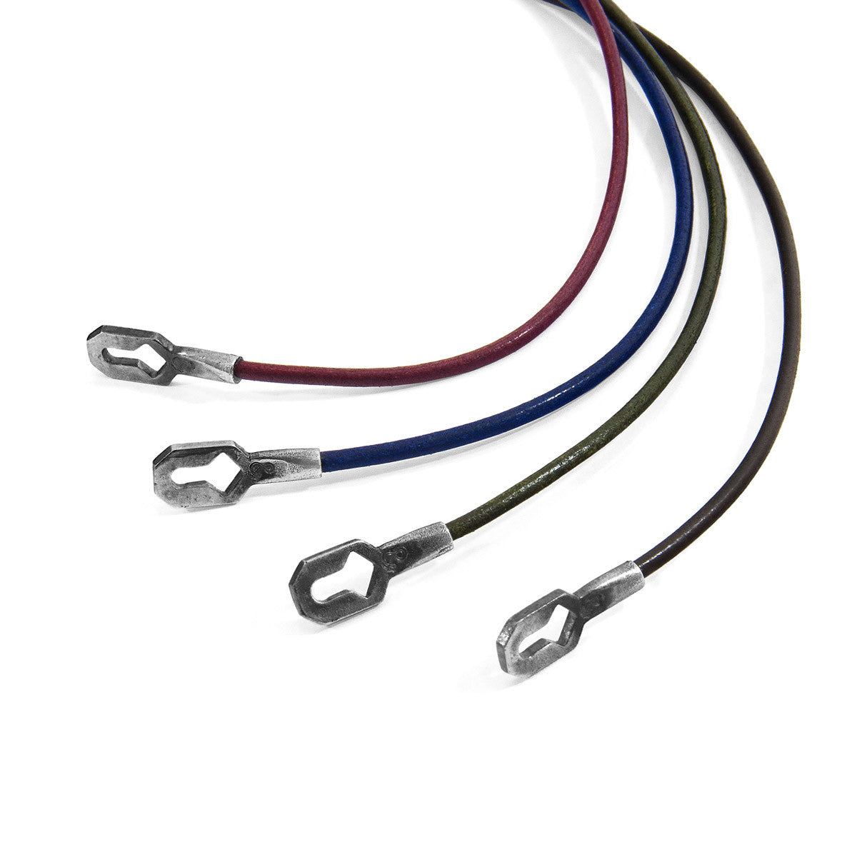 Bordeaux Red Tenby Silver and Round Leather Bracelet